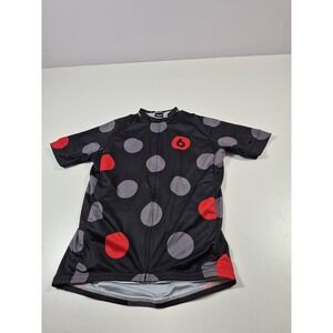 Twin Six Club Jersey Mens Large Black Polka Dot Cycling Full Zip Short Sleeve